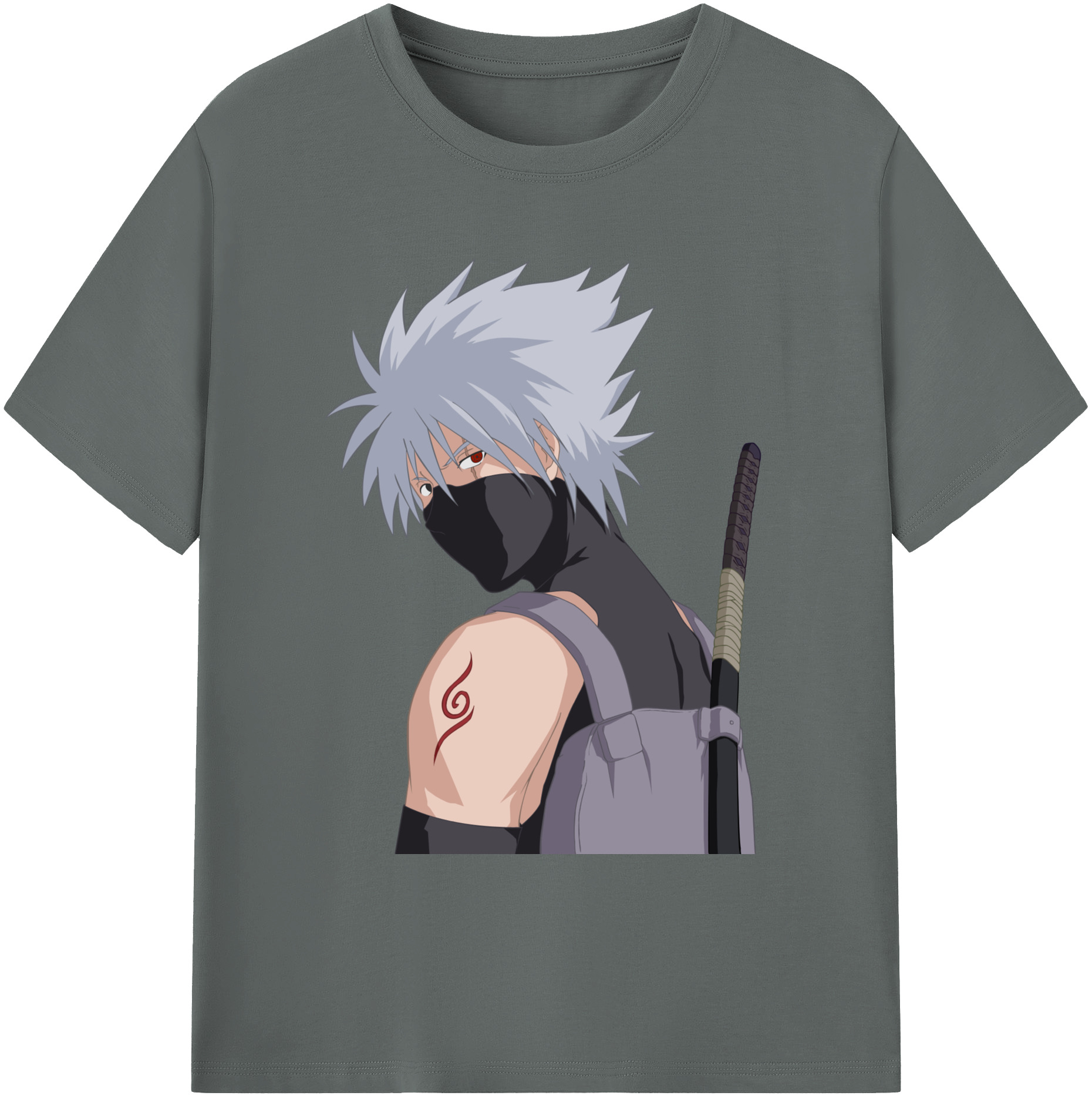 （画像用） NARUTO -ナルト- はたけ カカシ Hatake Kakashi 綿100％ メンズ半袖Tシャツ｜肌触りやわらか＆通気性